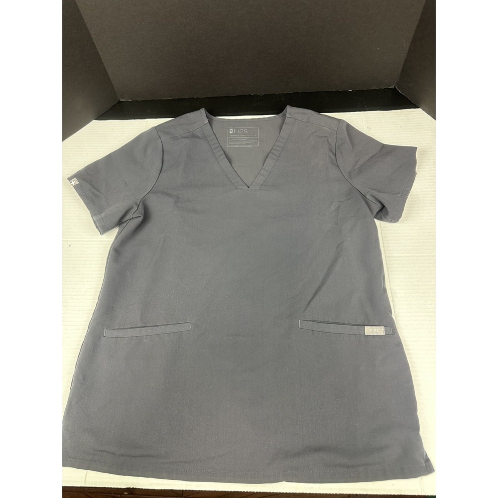 FIGS Technical Collection Scrub‎ Top Size Womens XL Grey FW1100 Po 1873